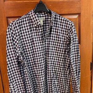 Duluth Trading Co. Black and White Plaid Shirt